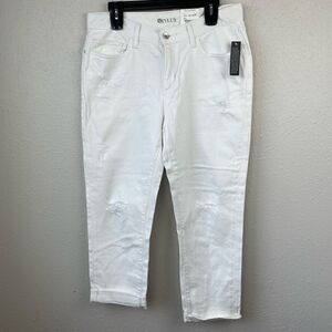 NWT Stylus White Distressed Boyfriend Cropped Pants Size 29/8